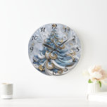 Elegant clocks decorate the tree<br><div class="desc">A beautifully crafted Christmas tree stands majestically,  decorated with intricate clock designs and shimmering gold accents. The swirling patterns and frosty blue hues create a festive atmosphere,  embodying the magic of the holiday season.</div>