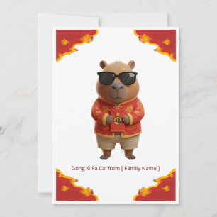 Elegant Cloud Capybara Lunar New Year Greeting Card