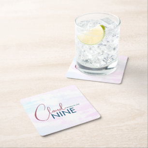 Elegant Cloud Nine Abstract Artsy Bridal Shower Square Paper Coaster