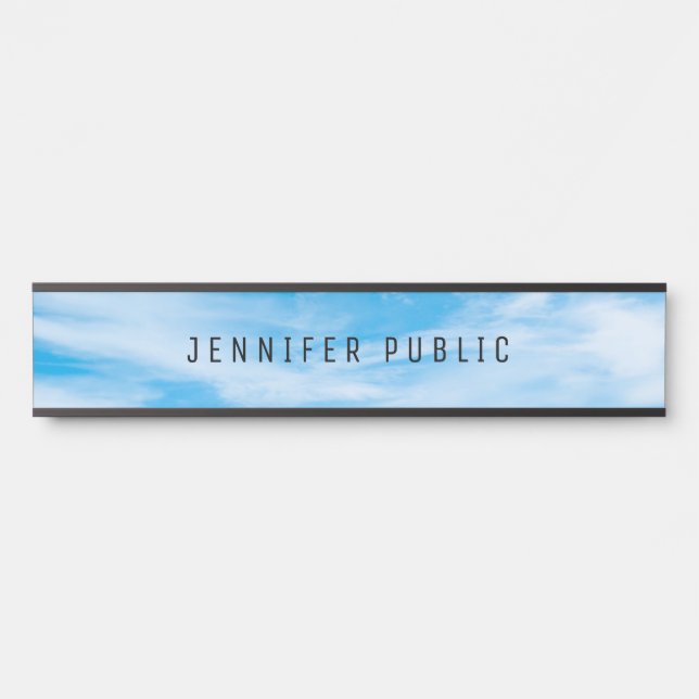 Elegant Clouds Blue Sky Modern Nature Template Door Sign (Front)