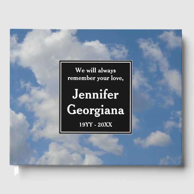 Elegant Cloudy Sky Memorial Guestbook (Front)