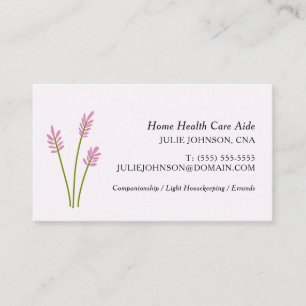 Elegant CNA Home Health Care Aide Pink Floral Business Card