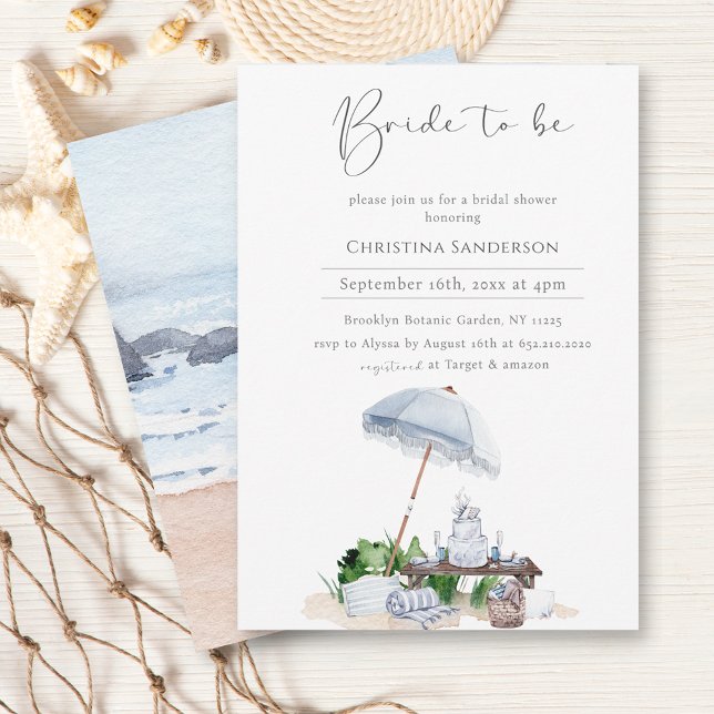 Elegant Coastal Beach Bridal Shower Save the Date Invitation (Creator Uploaded)