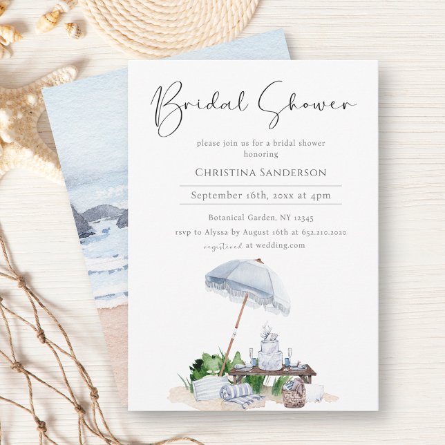 Elegant Coastal Beach Bridal Shower Save the Date Invitation (Creator Uploaded)