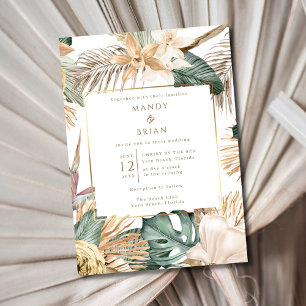 Elegant Coastal Beach Destination Wedding  Invitation