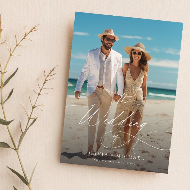 Elegant Coastal Beach Photo Wedding Invitation (Creator Uploaded)