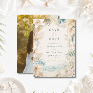 Elegant Coastal Beach Photo Wedding Save The Date