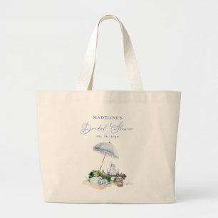 Elegant Coastal Beach Picnic Bridal Shower Large Tote Bag