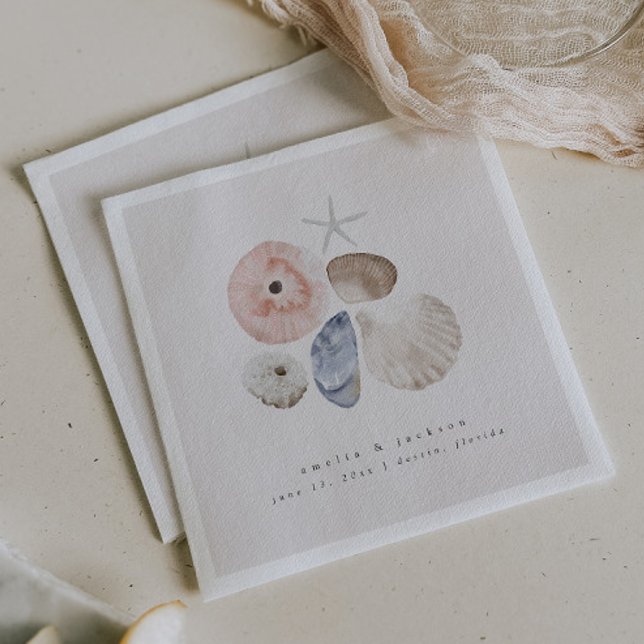 Elegant Coastal Beach Wedding Cocktail Napkins (Creator Uploaded)