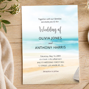 Elegant Coastal Beach Wedding Invitation