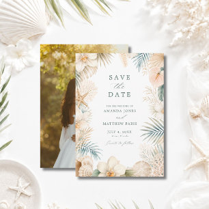 Elegant Coastal Beach Wedding Photo Save The Date