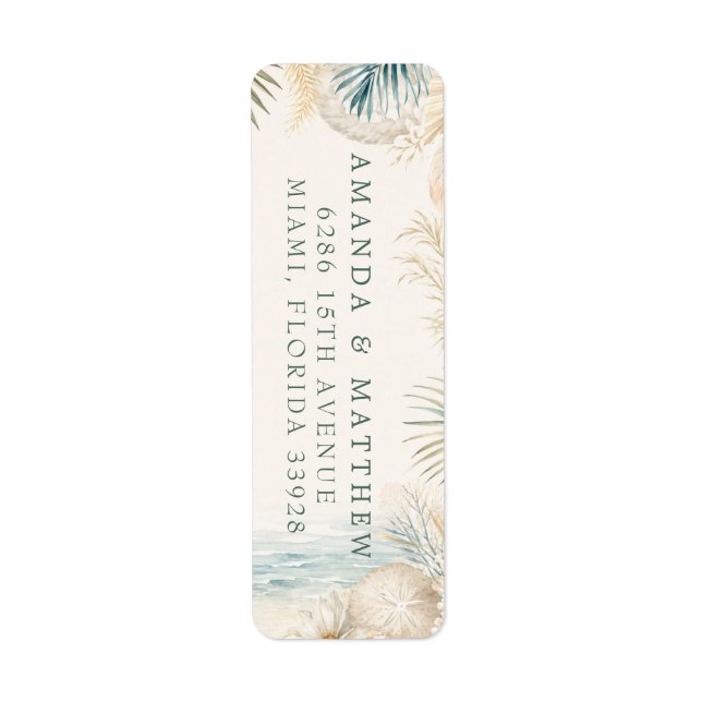 Elegant Coastal Beach Wedding Return Address (Front)
