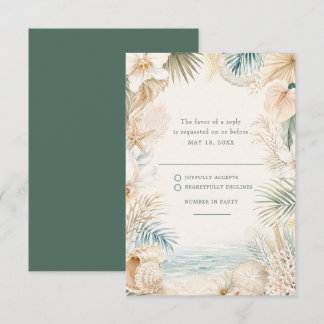 Elegant Coastal Beach Wedding RSVP Card