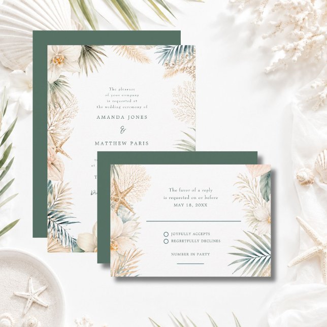 Elegant Coastal Beach Wedding RSVP Card (Creator Uploaded)