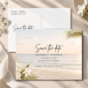 Elegant Coastal Beach Wedding Save the Date Announcement Postcard