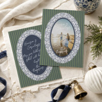 Elegant Coastal Blue Chinoiserie Oval Frame Photo