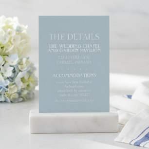 Elegant Coastal Blue Modern Wedding Enclosure Card