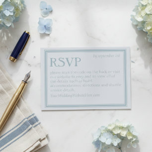 Elegant Coastal Blue Modern Wedding RSVP Card