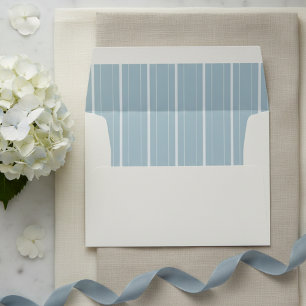 Elegant Coastal Blue Stripe Modern Wedding Envelope