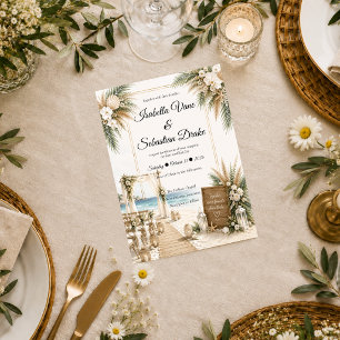 Elegant Coastal Boho Romance Wedding Invitation