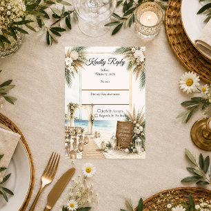 Elegant Coastal Boho Romance Wedding RSVP Card
