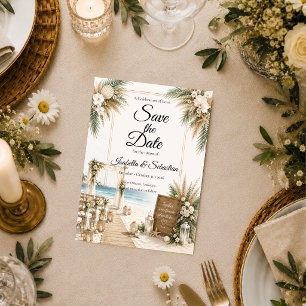 Elegant Coastal Boho Romance Wedding Save The Date