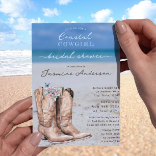 Elegant Coastal Cowgirl Beach Bridal Shower Invitation
