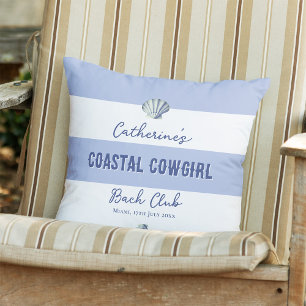 Elegant Coastal Cowgirl Soft Blue White Stripes   Cushion