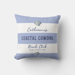 Elegant Coastal Cowgirl Soft Blue White Stripes Cushion