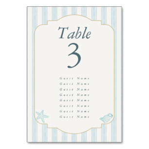 Elegant Coastal Elegant Wedding Table Number