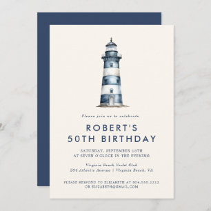 Elegant Coastal Lighthouse Adult Birthday Party  Invitation