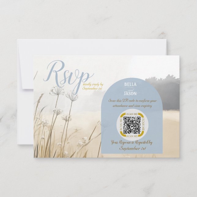 Elegant Coastal Meadow Chic Response Card (Front)