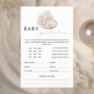 Elegant Coastal Pearl Baby Prediction Card