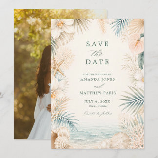 Elegant Coastal Photo Beach Wedding Save The Date
