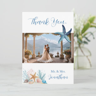 Elegant Coastal Romance Wedding Thank You Card