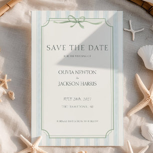 Elegant Coastal Sage Misty Blue Wedding Save The Date