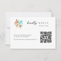 Elegant Coastal Seashell QR Code Beach Wedding