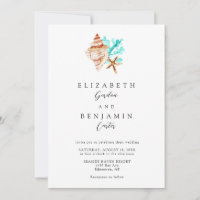 Elegant Coastal Seashell Watercolor Beach Wedding