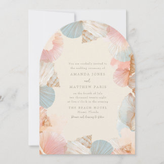 Elegant Coastal Seashell Wedding Invitation