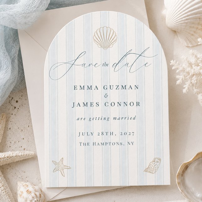 Elegant Coastal Seashell Wedding Save the Date Invitation (Elegant Coastal Seashell Wedding Save the Date Invitation)