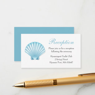 Elegant Coastal Shells Blue Wedding Reception Enclosure Card