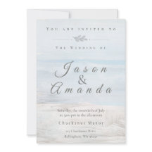 Elegant Coastal Soft Blue Watercolor  Invitation