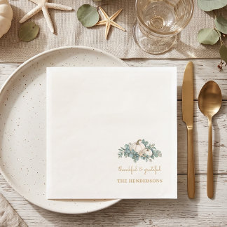 Elegant Coastal Thanksgiving Paper Napkins