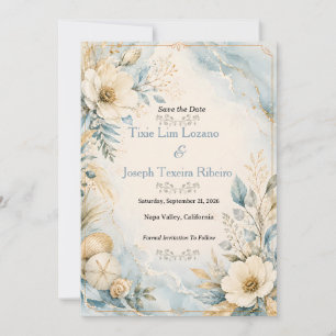 Elegant Coastal Watercolor Wedding Invitation 