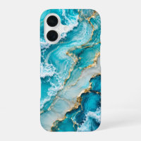 Elegant Coastal Wave Marble Gold Foil