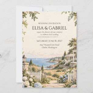 Elegant Coastal Wedding Invitation