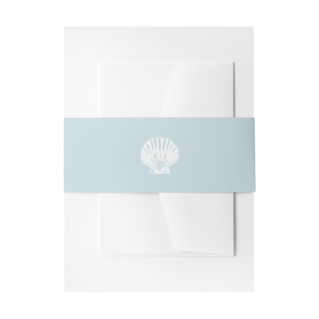 Elegant Coastal White Seashell Invitation Belly Band (Front Example)