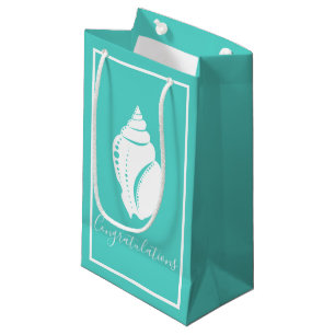 Elegant Coastal White Spiral Seashell Small Gift Bag