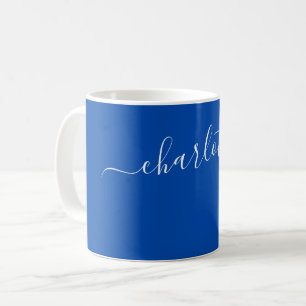 Elegant Cobalt Blue Colour Modern Name Personalise Coffee Mug