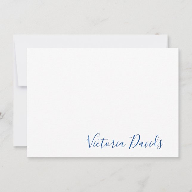 Elegant Cobalt Blue Personalised Signature Script Card (Front)